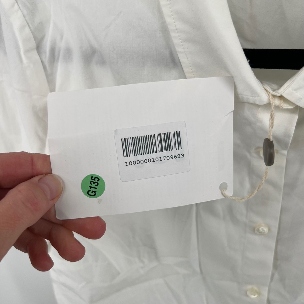 FRAME NWT Blanc White Short Sleeve Cotton Button Down Shirt Women's L - Picture 7 of 8